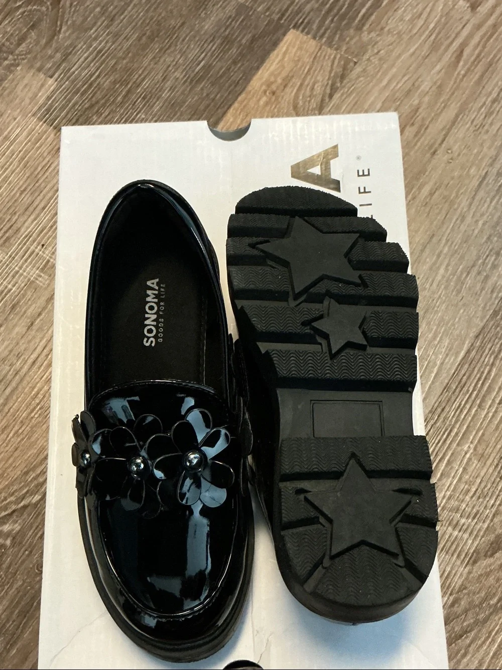 Sonoma Black Patent Floral Loafers for Women